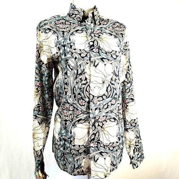 Morris & Co w/ H&M Floral Button Up Top NEW Size XS Cottage Tunic Length Chic - Picture 1 of 13